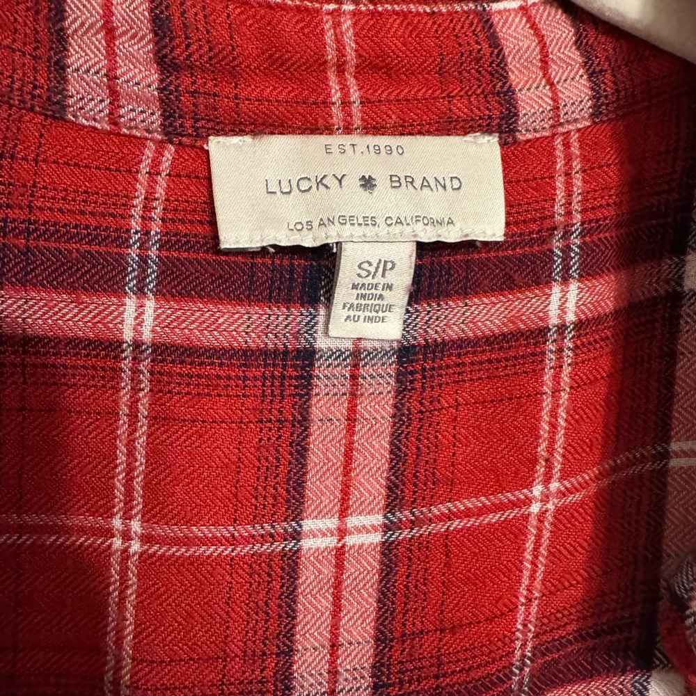 Lucky Brand Red Plaid Button-Down Flannel Shirt - Picture 3 of 3